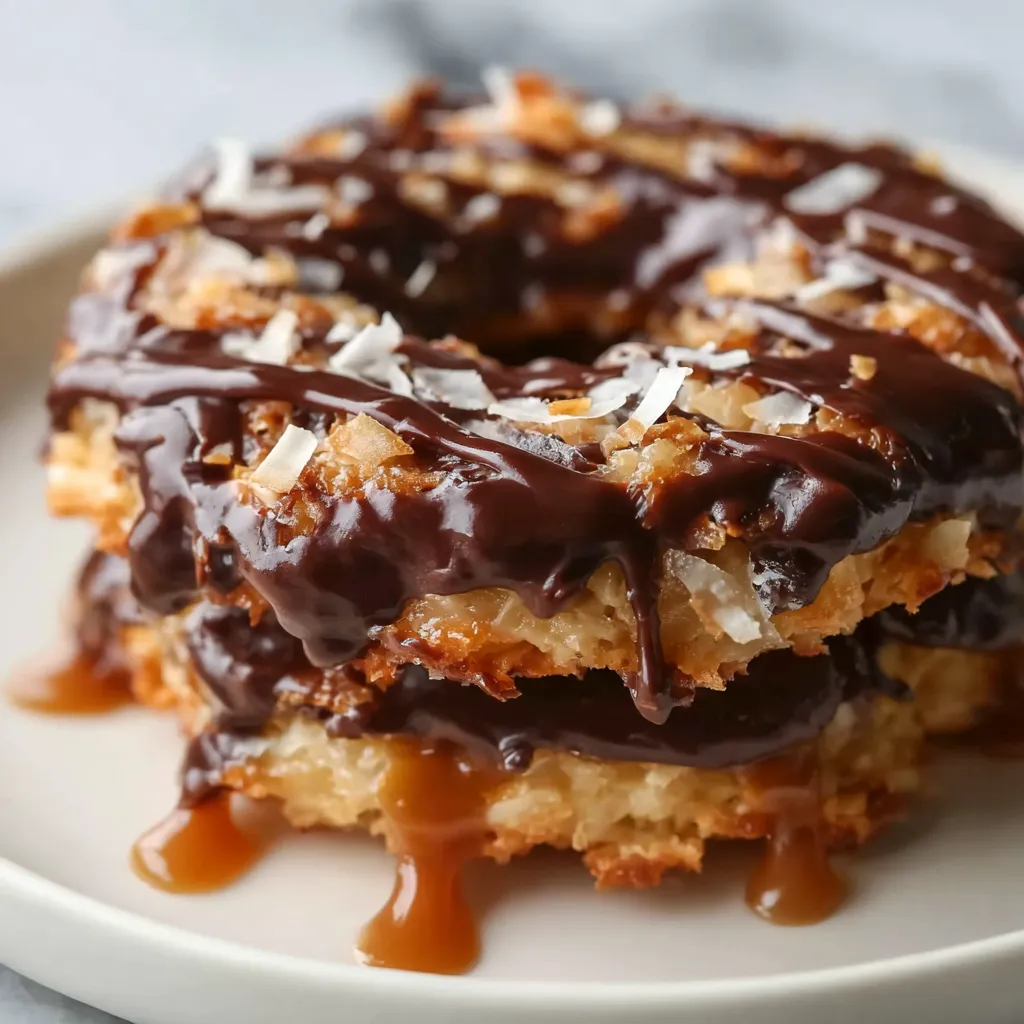 Ultimate Homemade Samoa Cookies with Caramel Coconut and Dark Chocolate - tertiary view